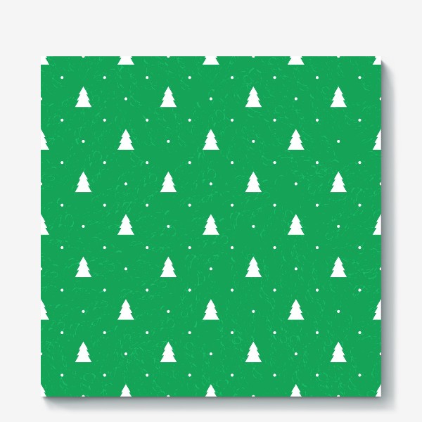 Холст «Зеленый рождественский паттерн с елками»