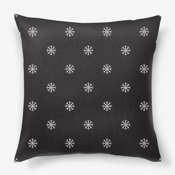 Подушка «Черный рождественский паттерн со снежинками»