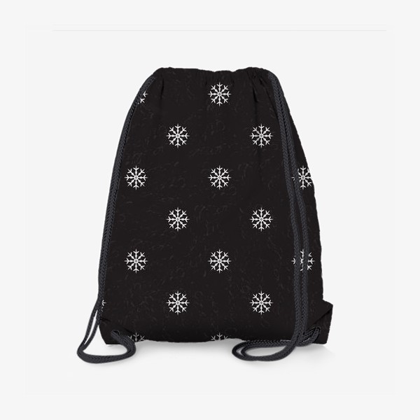 Рюкзак «Черный рождественский паттерн со снежинками»