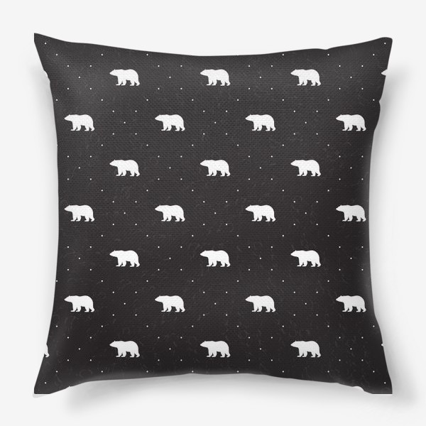 Подушка «Белые полярные медведи на черном»