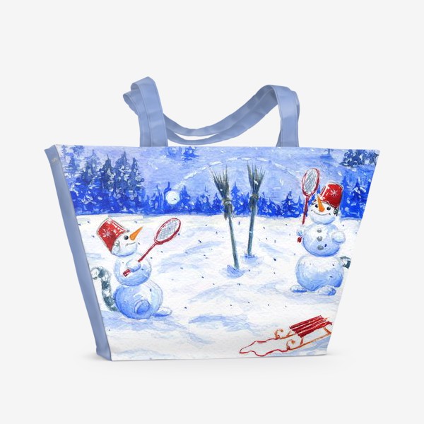 Пляжная сумка «Все мы, немножко, кошки. Два снеговика.»