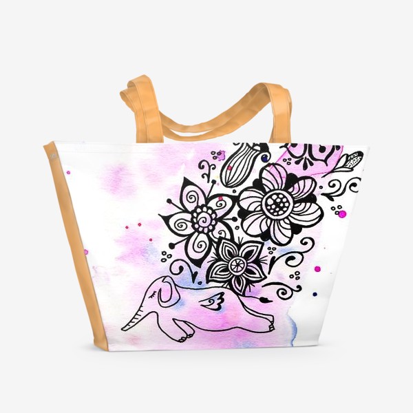 Пляжная сумка «Слон. Сны. Цветы»