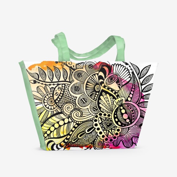 Пляжная сумка «гранат и цветы»