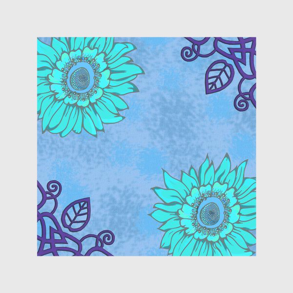 Скатерть «Панно цветочное кельтские узоры голубое»
