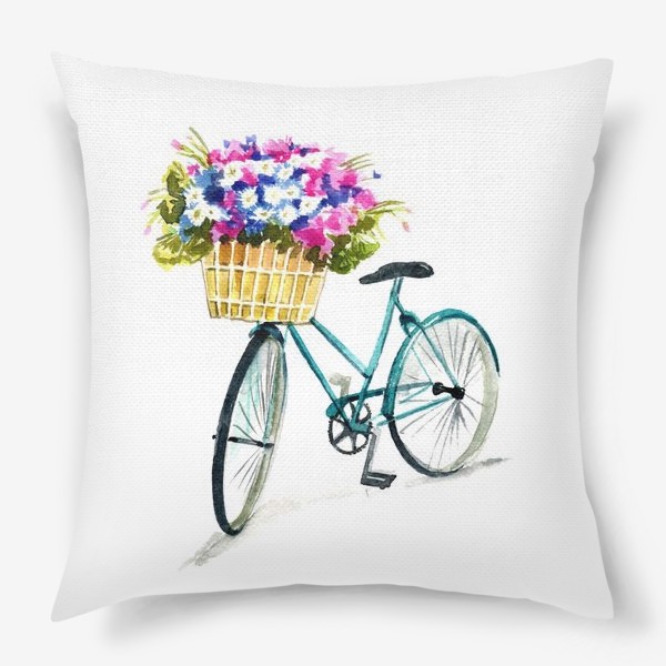 Подушка &laquo;Велосипед с корзиной цветов&raquo;
