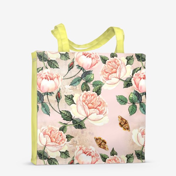Сумка-шоппер «Винтажный орнамент с розами и бабочками»