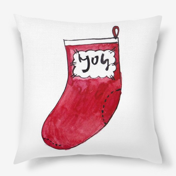 Подушка «Рождественский носок с надписью "Joy"»