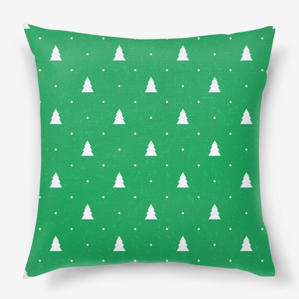 Подушка &laquo;Зеленый рождественский паттерн с елками&raquo;