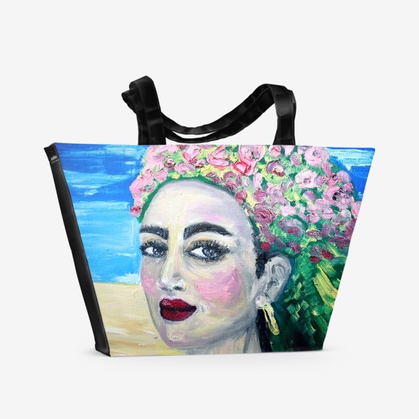 Пляжная сумка «Девушка с цветами в волосах»