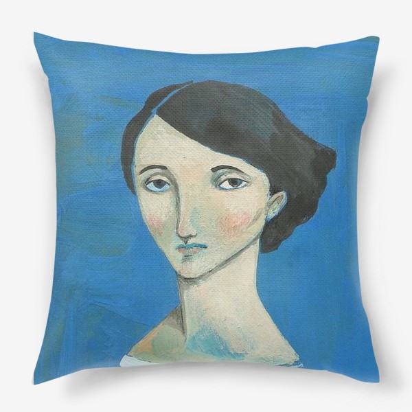 Подушка «Девушка на синем»