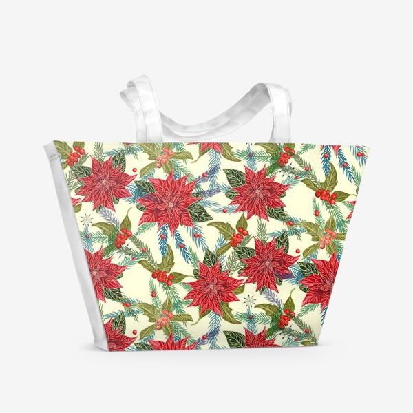 Пляжная сумка «новогодние растения»
