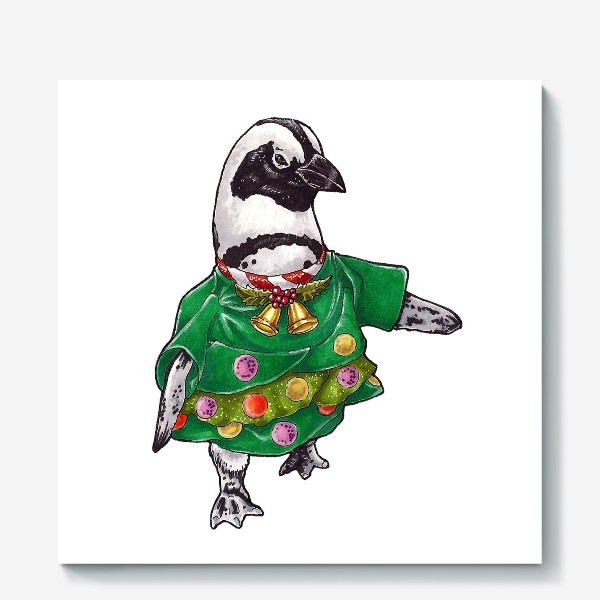 Холст «Рождественский пингвин»
