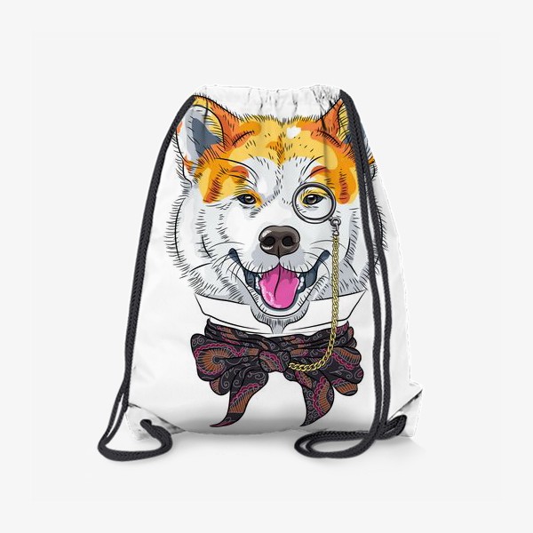 Рюкзак «собака породы Акита Ину с моноклем и в галстуке»