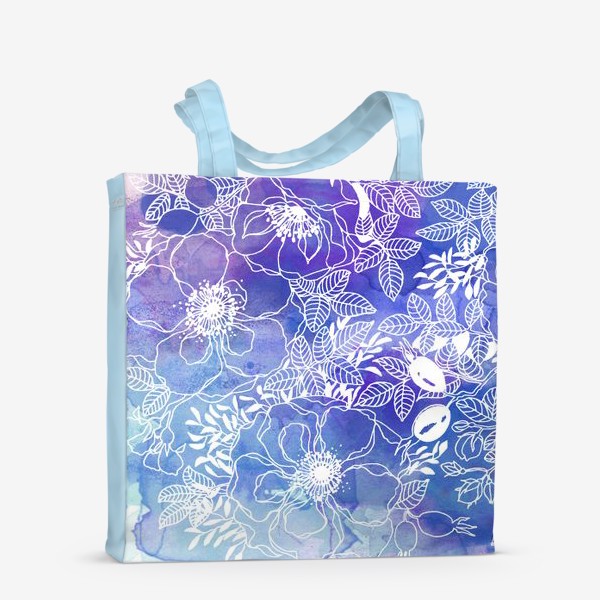 Сумка-шоппер «Белые цветы на синем фоне»