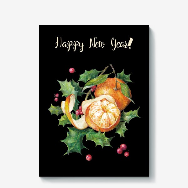 Холст «Новогодний постер с мандарином»