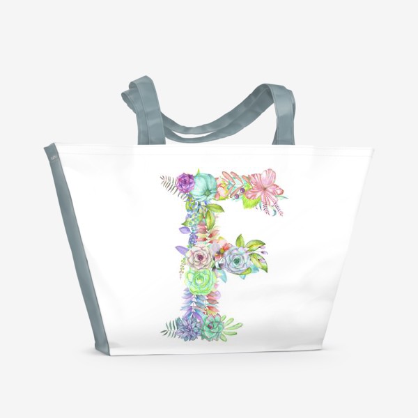 Пляжная сумка «Акварельно-цветочная "F"»