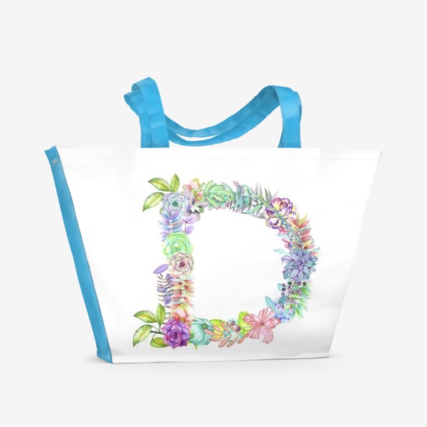 Пляжная сумка «Акварельно-цветочная "D"»