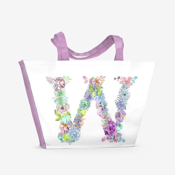 Пляжная сумка «Акварельно-цветочная "W"»