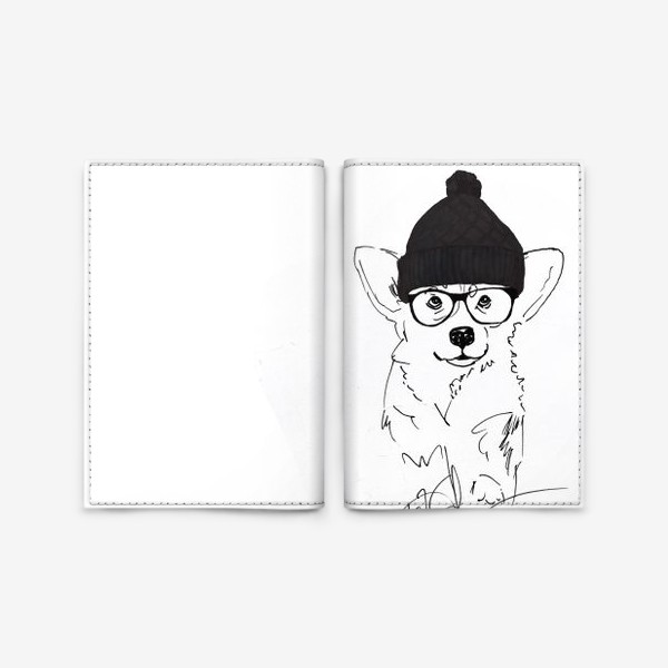 Обложка для паспорта &laquo;Корги черно-белый &raquo;