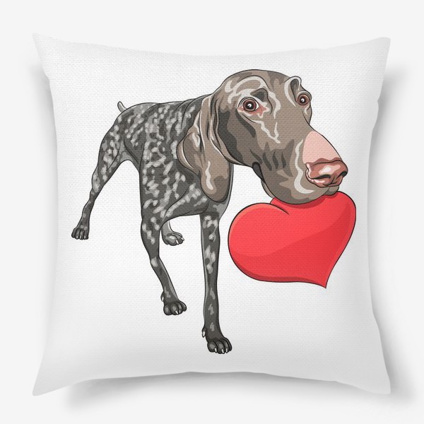 Подушка «собака породы Курцхаар с сердцем»