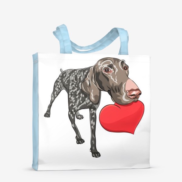 Сумка-шоппер «собака породы Курцхаар с сердцем»