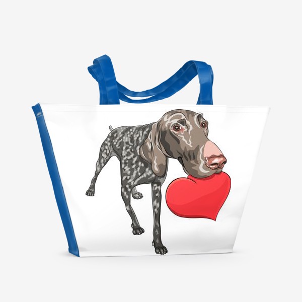 Пляжная сумка «собака породы Курцхаар с сердцем»