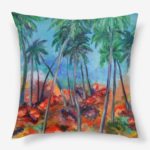 Подушка «Пальмы на пляже Кабо де Рама, Гоа, Индия»