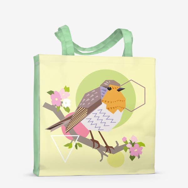 Сумка-шоппер «Птица на цветущей ветке»