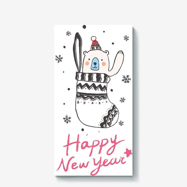 Холст «миша новый год»
