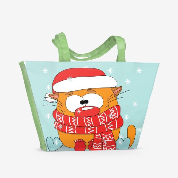 Пляжная сумка «Котик в шарфе»