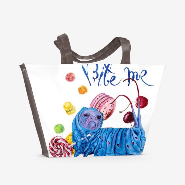 Пляжная сумка «Синяя гусеница и сладости»