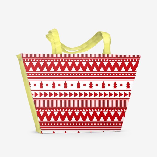 Пляжная сумка «Скандинавский новогодний зимний узор»