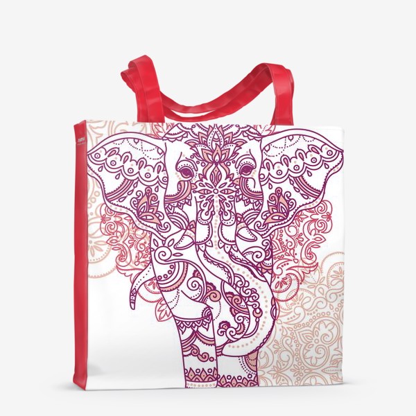 Сумка-шоппер «Слон и романтичный индийский орнамент»