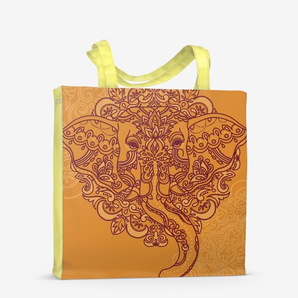 Сумка-шоппер &laquo;Индийский слон на желтом фоне&raquo;