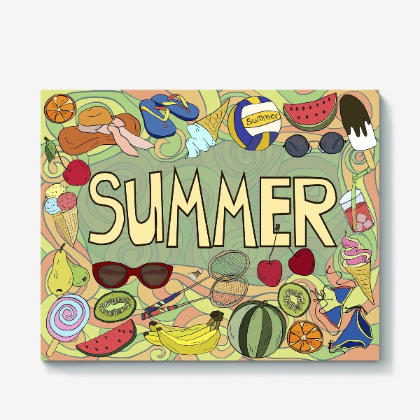 Холст «Лето и летние элементы»