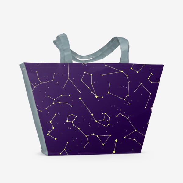 Пляжная сумка &laquo;Звездные созвездия, зодиакальные, большая и малая медведица, Кассиопея, созвездие кит &raquo;