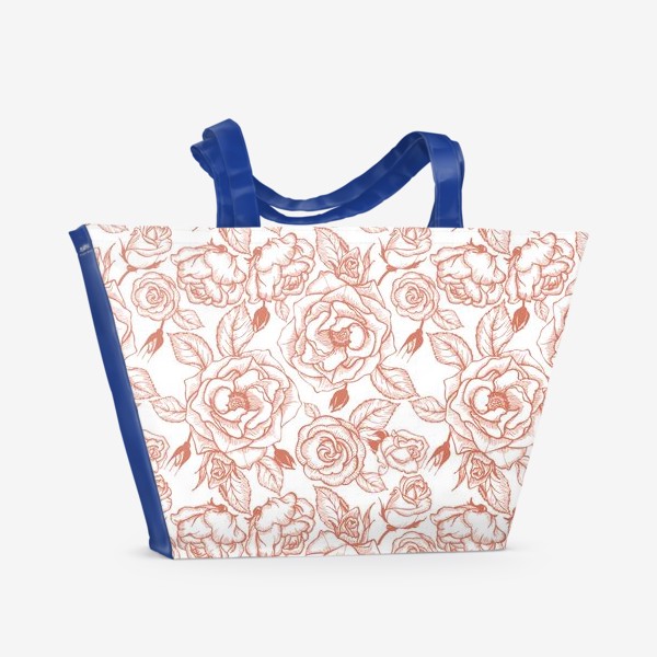 Пляжная сумка «розы на белом фоне»