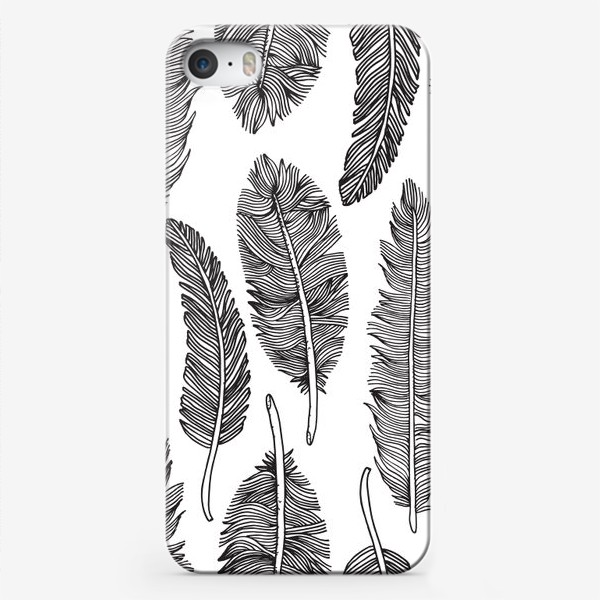 Чехол iPhone «Черно-белые перья»
