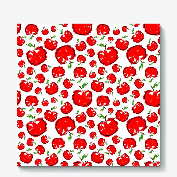 Холст «Красные яблоки паттерн»