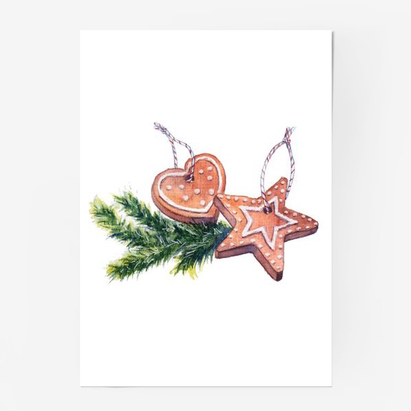 Постер «Новогоднее украшение с имбирными пряниками и печеньем»