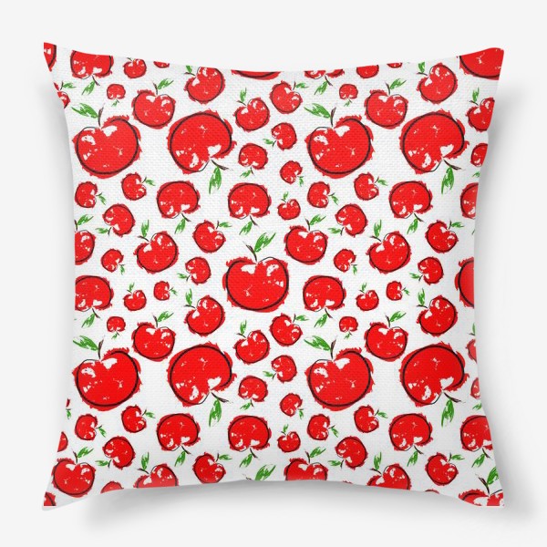 Подушка «Красные яблоки паттерн»
