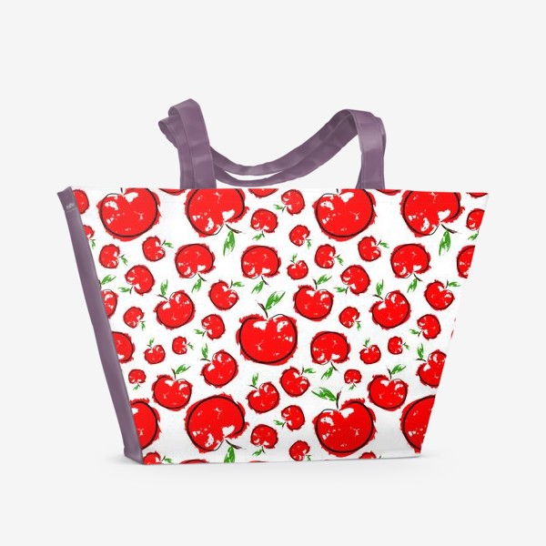 Пляжная сумка &laquo;Красные яблоки паттерн&raquo;