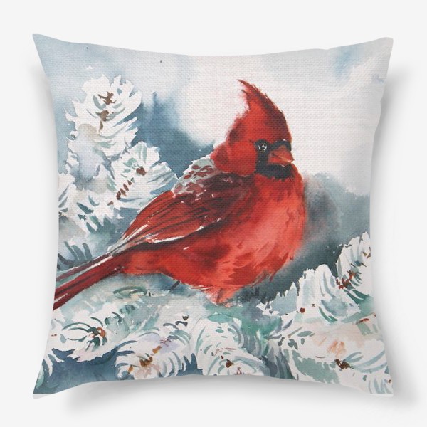 Подушка «Птица кардинал»