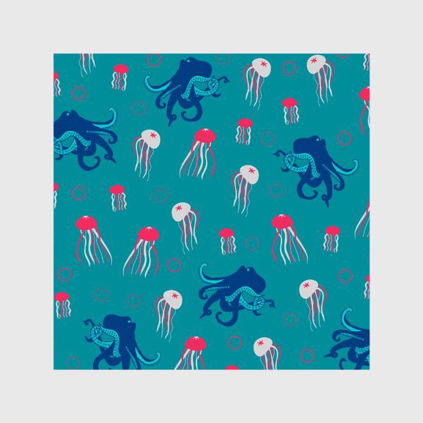 Шторы «Морская жизнь: осьминог и медузы»