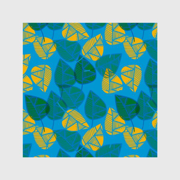 Шторы &laquo;Полупрозрачные листья на синем фоне&raquo;