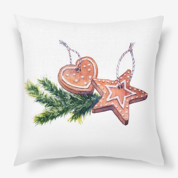 Подушка «Новогоднее украшение с имбирными пряниками и печеньем»