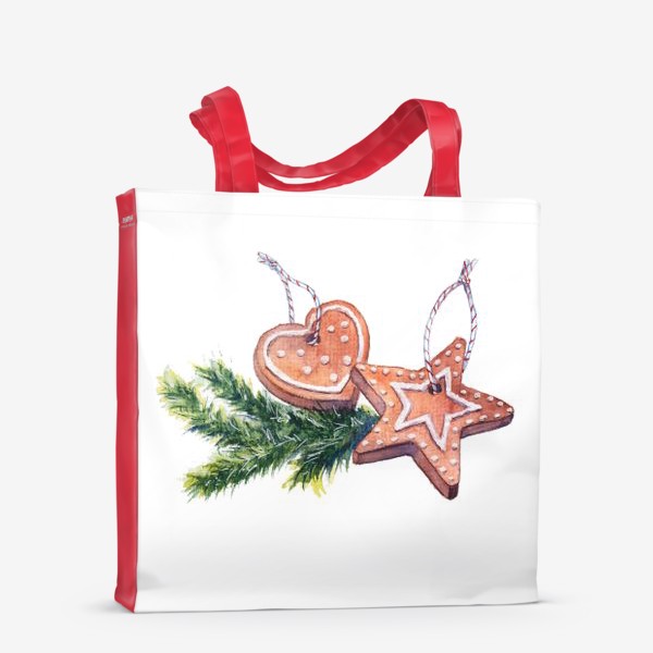Сумка-шоппер «Новогоднее украшение с имбирными пряниками и печеньем»