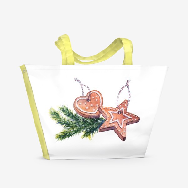 Пляжная сумка &laquo;Новогоднее украшение с имбирными пряниками и печеньем&raquo;