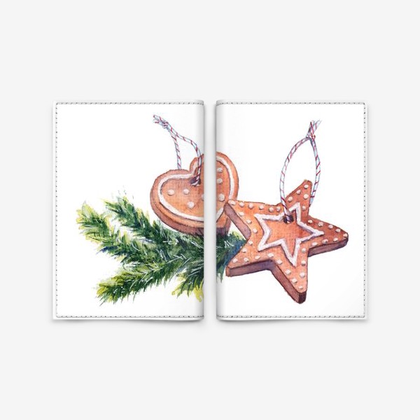 Обложка для паспорта «Новогоднее украшение с имбирными пряниками и печеньем»