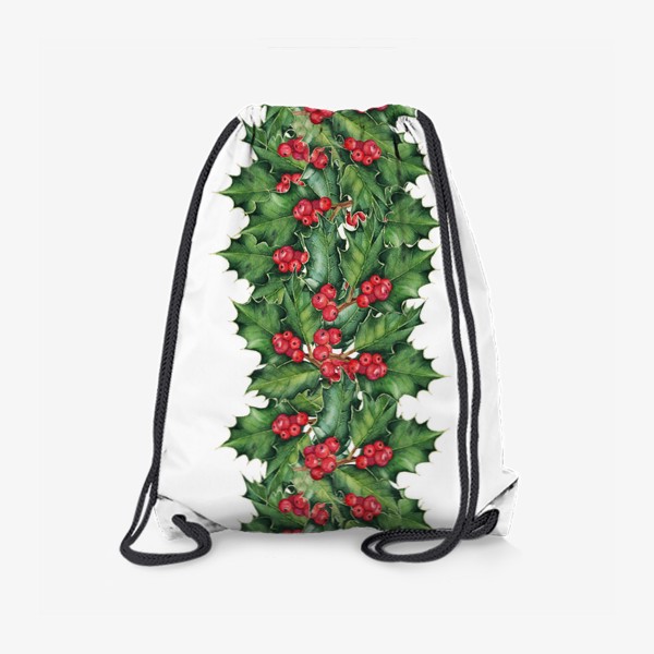 Рюкзак &laquo;Hовогодний орнамент из листьев и ягод остролиста&raquo;
